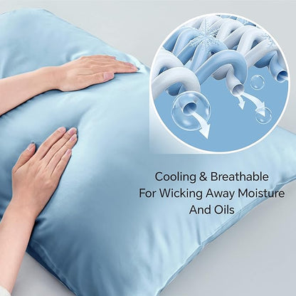 BEDELITE King Size Pillow Cases Set of 2, Rayon Derived from Bamboo, Cooling Pillow Cases for Hot Sleepers & Night Sweats, Breathable and Silky Soft Envelope Pillowcases(Blue, 20"x36")