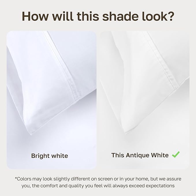 California Design Den Natural 100% Cotton Sheets, Twin Sheets Set, 400 Thread Count Sateen Bedding for Dorm Rooms & Adults, Deep Pockets with All Around Elastic, Durable - Antique White