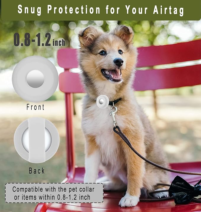 for Airtag Holder for Dog Collar, Cibaabo Silicone Air Tag Case Cover | for 0.8-1.2inch Pet Collar | doesn't dangle | Compact | Easy Installation | Compatible with Apple Airtags