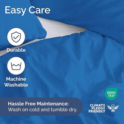 Duvet Cover King Size Set - Extra Soft King Duvet Cover 104" x 90" with 2 Pillow Shams - Hotel Luxury, Easy Care & Fade Free w/ Zipper Closures & Ties - All Season, Comfy and Breathable (Royal Blue)