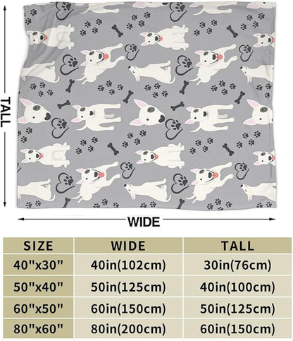 Bull Terrier Blanket Super Soft Warm Fluffy Fleece Flannel Dog Animal Throw Blanket Cozy Fuzzy Plush Stuff Bedding Blankets Gifts for Women Kids Boys Girls Adults 80"X60"