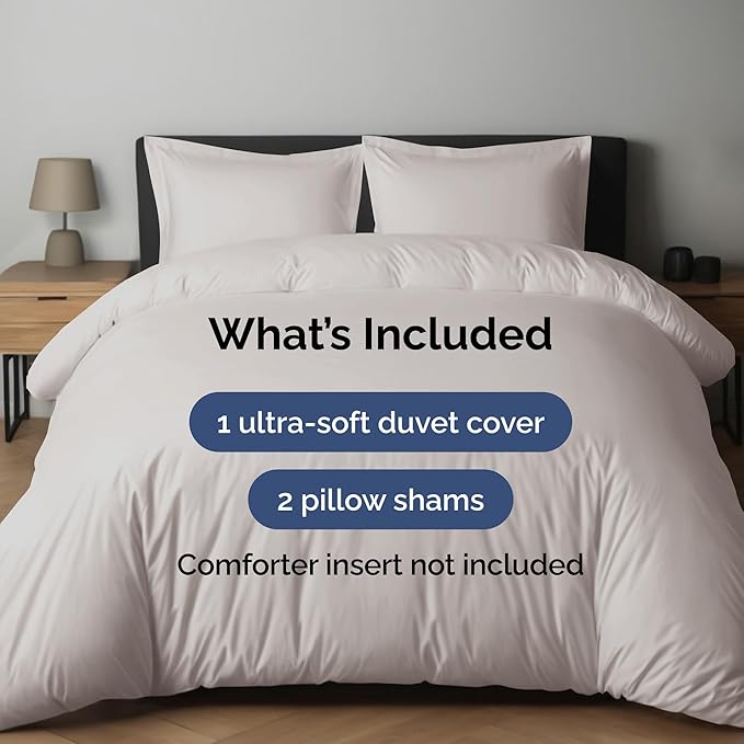 Duvet Cover Cal King Size Set - Extra Soft Cal King Duvet Cover 104" x 98" with 2 Pillow Shams - Hotel Luxury, Easy Care & Fade Free w/ Zipper Closures & Ties - Comfy, Cozy & Breathable (Light Grey)