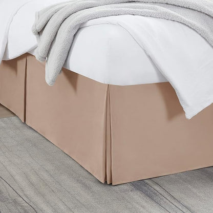 Nestl Taupe Full XL Bed Skirt - Full XL Size Bed Skirt 14 Inch Drop - Brushed Microfiber Bed Skirts - Hotel Quality Pleated Bed Skirt - Shrinkage & Fade Resistant
