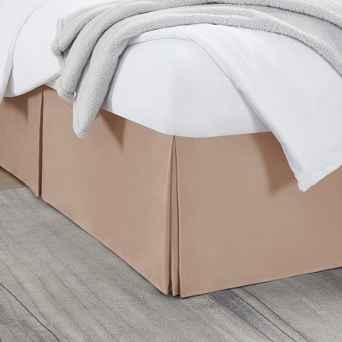 Nestl Taupe Bed Skirt King Size - King Bed Skirt 14 Inch Drop - Brushed Microfiber Bed Skirts - Hotel Quality Pleated Bed Skirt - Shrinkage & Fade Resistant