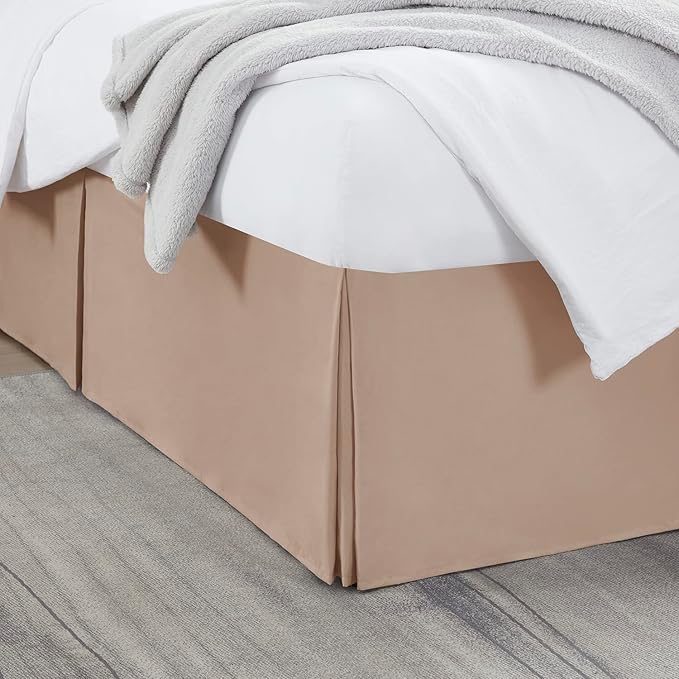 Nestl Taupe Twin XL Bed Skirt - Twin XL Size Bed Skirt 14 Inch Drop - Brushed Microfiber Bed Skirts - Hotel Quality Pleated Bed Skirt - Shrinkage & Fade Resistant