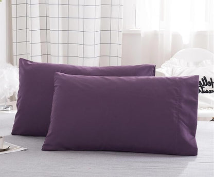 Microfiber Queen Bed Pillowcases 2 Pack, Super Soft Bed Pillow Covers Envelope Closure, Wrinkle, Fade and Stain Resistant, 20x30, Purple