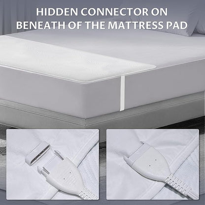 Foot Queen Size Electric Heated Mattress Pad - Foot Warmer for Bed with Memory & Preheat Functions, 12 Heat Settings Single Control for 1-12 Hours Auto Off, Lighted Button