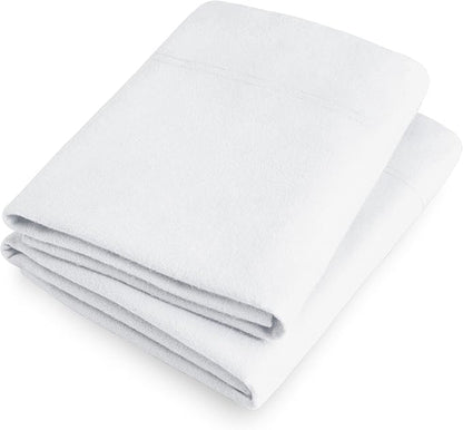 Bare Home Flannel King Pillowcases Set of 2-100% Cotton - Velvety Soft & Cozy - Double Brushed Heavyweight Flannel Pillowcases (King Pillowcase Set of 2, White)