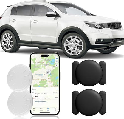 GPS Tracker for Vehicles, 2PCS Mini Hidden Vehicles Tracker with Magnetic Case, Car Tracker Work with Find My (iOS Only), No Monthly Fee Car GPS Tracker (Black)