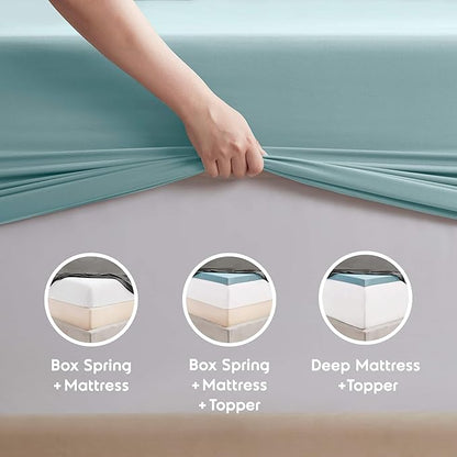 Nestl California King Sheet Set - 1800 Ultra-Soft Microfiber Cal King Bed Sheets - Double Brushed - Deep Pockets - Easy Fit - 4 Piece Set - Bed Sheets (California King, Light Blue)