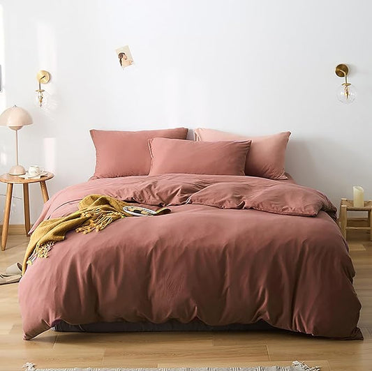 Cottonight Brick Red Comforter Set King Marroon Bedding Comforter Set Solid Modern Blackish Red Blanket Quilts Soft Simple Modern Breathable 3 Piece Hotel Quality Comforter Set for Women Men