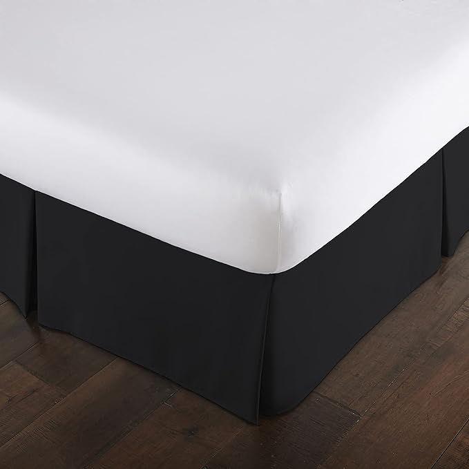 Southshore Fine Living, Inc. California King Bed Skirt 14 Inch Drop - Black Dust Ruffle with Split Corners - Pet Hair Resistant Cal King Bed Skirt, Wrinkle Resistant, Fade Resistant - Black