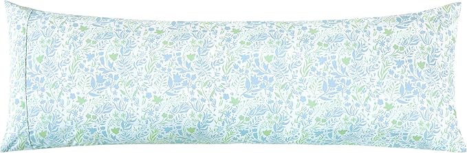 Elegant Comfort Ultra Soft 1-Piece Set Floral Print Pillowcases - 1500 Premium Hotel Quality Microfiber, Soft and Smooth Hidden Zipper Closure 1-Piece Pillow Covers - Body Pillowcase, Green Anita