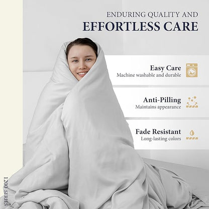 Ashton Sheets 100% Egyptian Cotton Pillow Cases King Size Set of 2 - Luxury 1200 Thread Count Sateen Weave Light Grey Pillow Covers, Silky Soft Extra Long Staple Pillowcases, Fits King Size Pillows