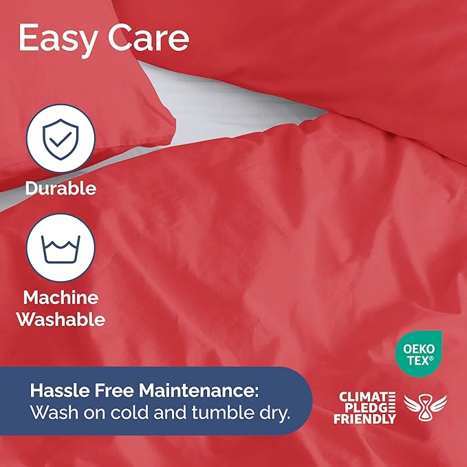 Duvet Cover Queen Size Set - Extra Soft Queen Duvet Cover 90" x 90" with 2 Pillow Shams - Hotel Luxury, Easy Care and Fade Free w/ Zipper Closures & Ties - All Season, Comfy, Cozy & Breathable (Red)