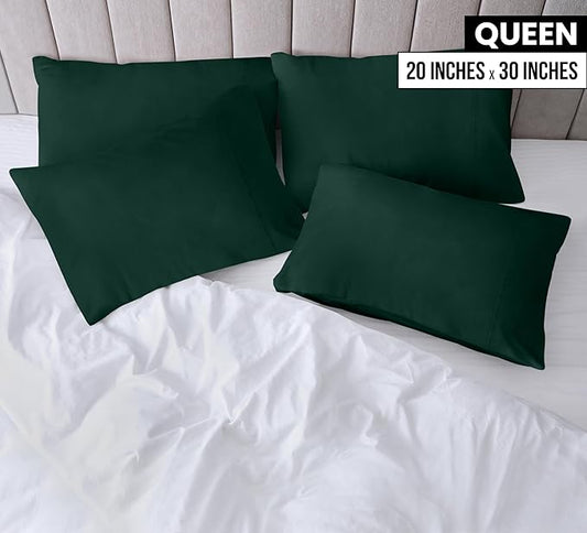 Utopia Bedding Queen Pillow Cases - 4 Pack - Envelope Closure - Soft Brushed Microfiber Fabric - Shrinkage and Fade Resistant Pillow Covers Queen Size 20 X 30 Inches (Queen, Emerald)