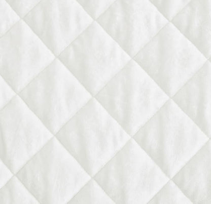 Chezmoi Collection Lux Cream White Velvet Quilt King Set, 3-Piece Plush Distressed Velvet Bedding All Season Lightweight Comforter Brushed Microfiber Reverse with Diamond Stitch Quilting