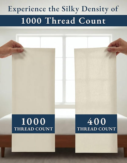 100% Egyptian Cotton King Size Sheets Set – Luxury 1000 Thread Count Ultra Soft & Durable Christmas Sheets King Size, Silky Sateen Weave, Snug Fit 15" Deep Pocket, Hotel Comfort at Home - Ivory