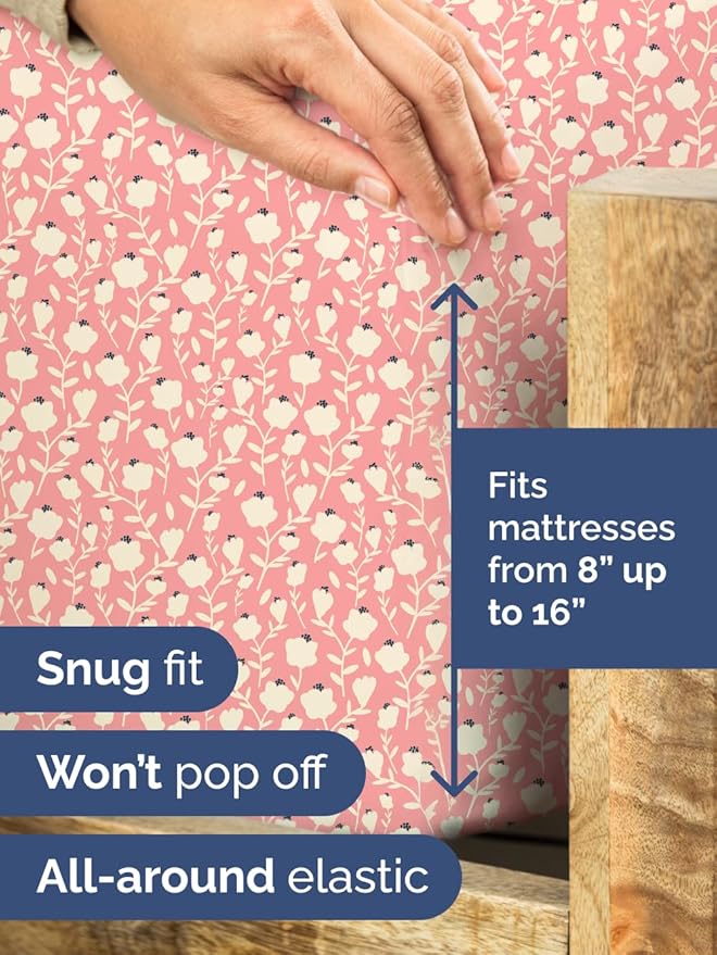 Floral Sheets - Pink & White Bed Sheet Set - 1 Flat, 1 Fitted & 1 Pillowcase w/ Deep Pockets - Comfy, Cozy, Wrinkle & Fade Free - Boho Botanical Bedding - Soft, Breathable & Cooling - Twin XL Size Set