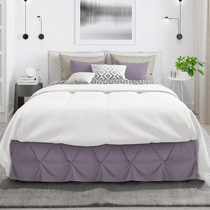 Nestl Grayish Purple Bed Skirt Queen Size, Pinch Pleat Queen Bed Skirt, 14" Inch Drop Queen Bedskirt, Hotel Quality Purple Bed Skirts, Microfiber Bedskirt for Queen Bed, Grayish Purple Queen Bed Skirt
