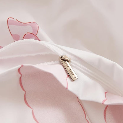 White Comforter Set Full Size - Pink Bow Quilt Bedding Set 3 Pieces, Sripes Comforter Set Full, Soft & Lightweight Comforter(79‘’ x 90‘’) for Girl All Season & 2 Pillowcases(30‘’x20‘’)