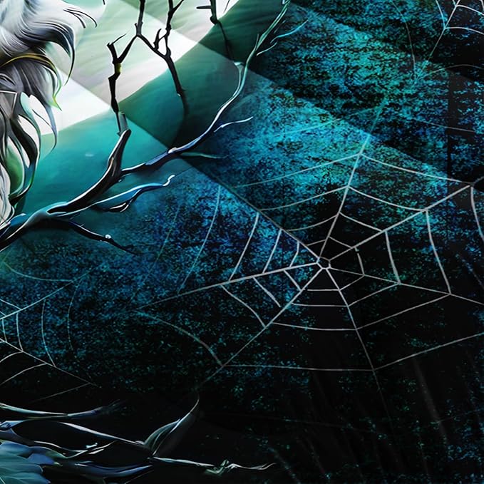 Wildlife Themed Bedding Wolf Comforter Set,Spooky Spider Web Vine Print Comforter Full Kids Bed in a Bag,Moonlight Aesthetic Bedding Sets for Boys Teens Room Decor with 2 Pillowcases.