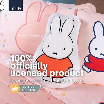 Miffy Bedding Set, Full Size 7-Piece Super Soft Fluffy Reversible Comforter & Sheet Set with Sham, (100% Officially Licensed Product) by Franco Collectibles