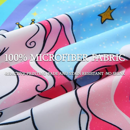 JQinHome Unicorn Full Bedding Sets for Girls Kids,8 Piece Bed in A Bag 3D Blue Sky Rainbow Clouds Theme Unicorn Comforter Set with Sheet Set(Blue)