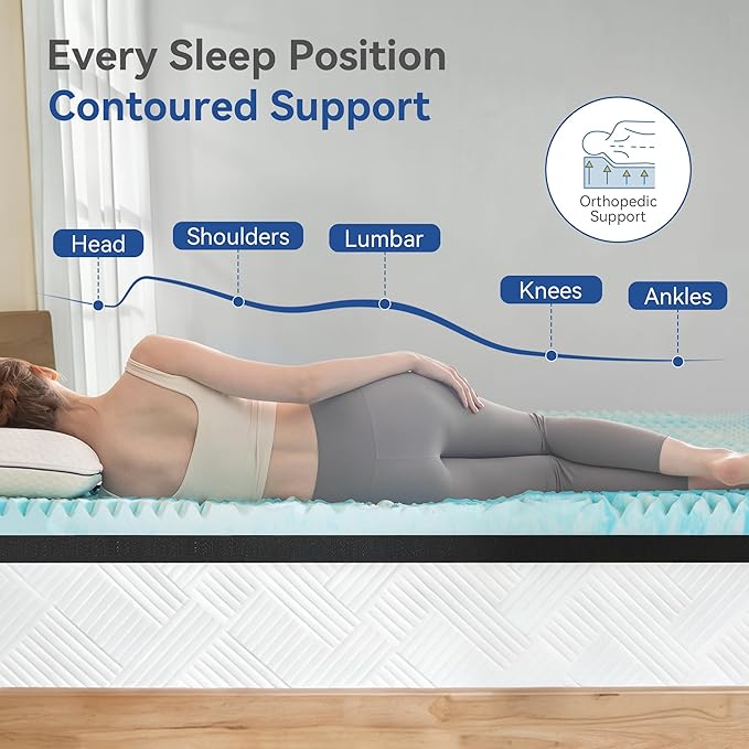 Firm Mattress Topper King Size 3 Inch, Pain Relieving Foam Bed Topper for Extra Support, 5-Zone Memory Foam&High-Density Foam Mattress Pad, CertiPUR-US Certified