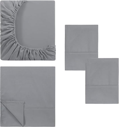 Modern Threads Soft Microfiber Solid Sheets - Luxurious Microfiber Bed Sheets - Includes Flat Sheet, Fitted Sheet with Deep Pockets, & Pillowcases Stone King
