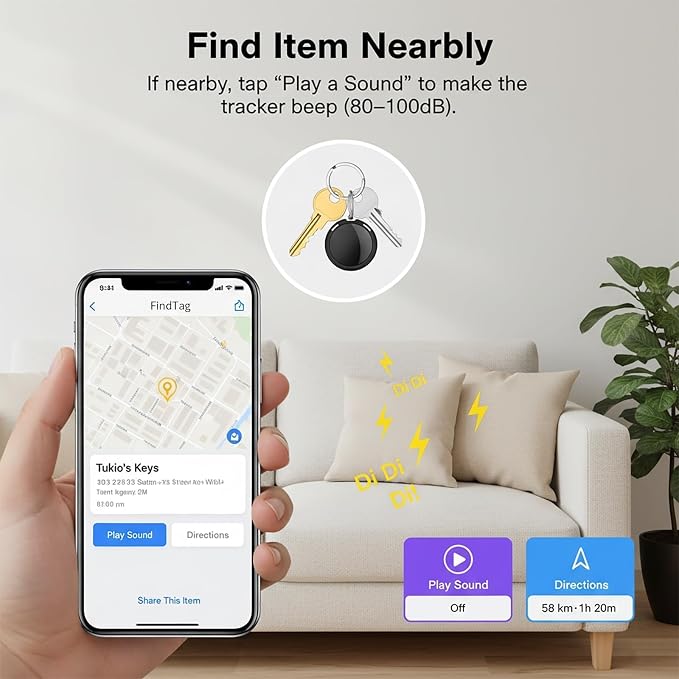 Car GPS Tracking Devices for Vehicles Work with Find My (iOS Only) Magnetic | Mini Hidden Anti Theft Real Time Car Locator No Subscription Global Network Finder Waterproof for Motorcycle Bike Trucks Pets