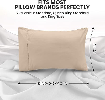 Utopia Bedding King Pillow Cases - 2 Pack - Envelope Closure - Soft Brushed Microfiber Fabric - Shrinkage and Fade Resistant Pillow Covers King Size 20 X 40 Inches (King, Beige)