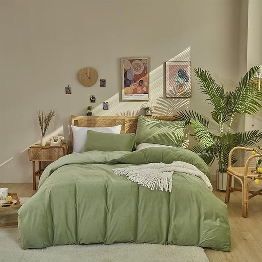 Houseri Sage Green Velvet Comforter Set Twin Girls Boys Kids Light Green Fluffy Bedding Warm Micromink Sherpa Comforters Soft Comfy Grass Green Lightweight Flannel Fuzzy Plush Dorm Bed Quilts Twin