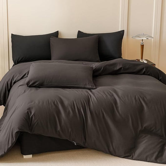 Houseri Dark Brown Comforter Set Queen 3 Piece Dark Chocolate Bedding Queen Size Lightweight Black Coffee Bed Set Soft Comfy Quilt Blanket Queen