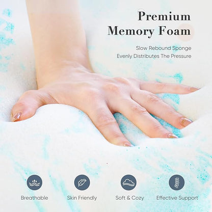 DUMOS Mattress Toppers Memory Foam Queen Size, 4 Inch Thick Bed Topper Pad Cooling Gel Infused Soft Comfy Breathable for Sleeper Sofa Couch RV Camper, CertiPUR-US Certified, Blue