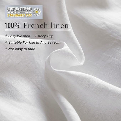 XZ XIFA White Linen Duvet Cover Full, 100% Washed French Flax Linen Bedding Set with Zipper Closure, Cooling & Textured Bed Sets for Hot Sleepers(1 Duvet Cover, 2 Pillowcases)