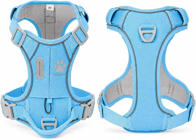 No Pull Dog Harness with Built-in Hidden AirTag & GPS Tracker Holder, Reflective Adjustable Escape-Proof Vest Harness for Small & Medium Dogs (Blue, S)