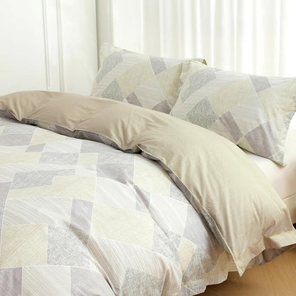 OAITE Duvet Cover Set King Size Floral Pattern Ultra Soft 100% Cotton Duvet Cover Sets 3-PC, Breathable Duvet Cover with Zipper Closure & Corner Ties(2 Pillow Shams,1 Duvet Cover)