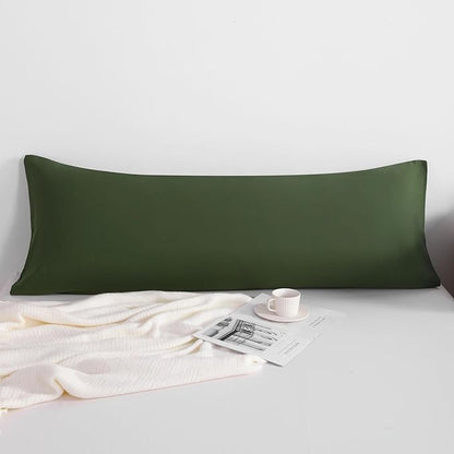 FLXXIE Body Pillow Cover - Super Soft Microfiber 20x54 Body Pillow Case - Envelope Closure, Wrinkle, Stain Resistant Olive Green Body Pillowcase, 20x54, Olive Green