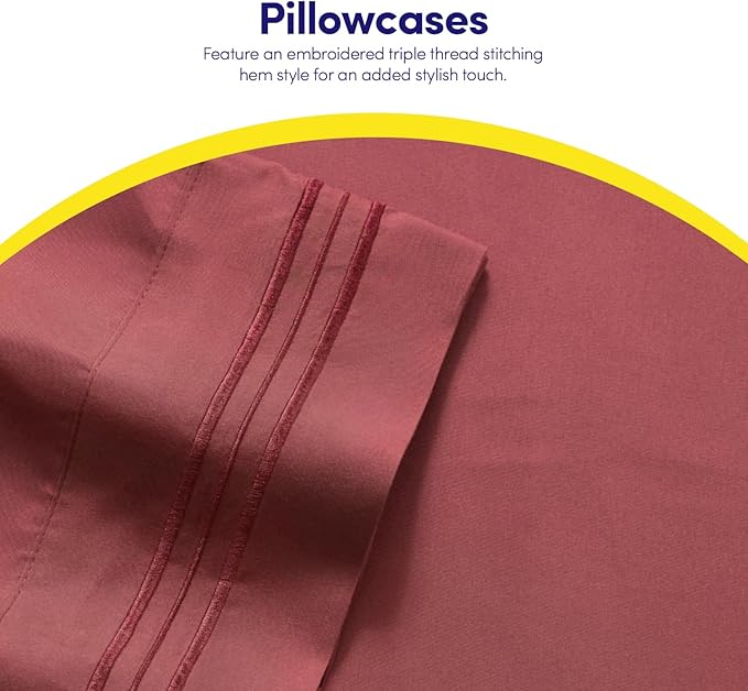 1500 Supreme Collection King Sheet Sets Burgundy - Luxury Hotel Bed Sheets and Pillowcase Set for King Mattress - Extra Soft, Elastic Corner Straps, Deep Pocket Sheets, King Burgundy