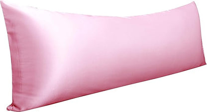 NTBAY Satin Body Pillowcase for Hair and Skin, Luxurious and Silky Pillow case with Envelope Closure, 20x54 Inches, Pink