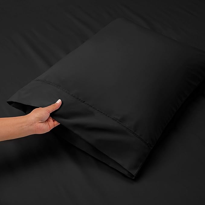 Nestl Twin XL Size Sheet Set, 4 Piece Extra Deep Pocket (18-24 inches), Microfiber, Hotel Luxury, Soft, Breathable, Wrinkle-Free, Easy to Care, Black
