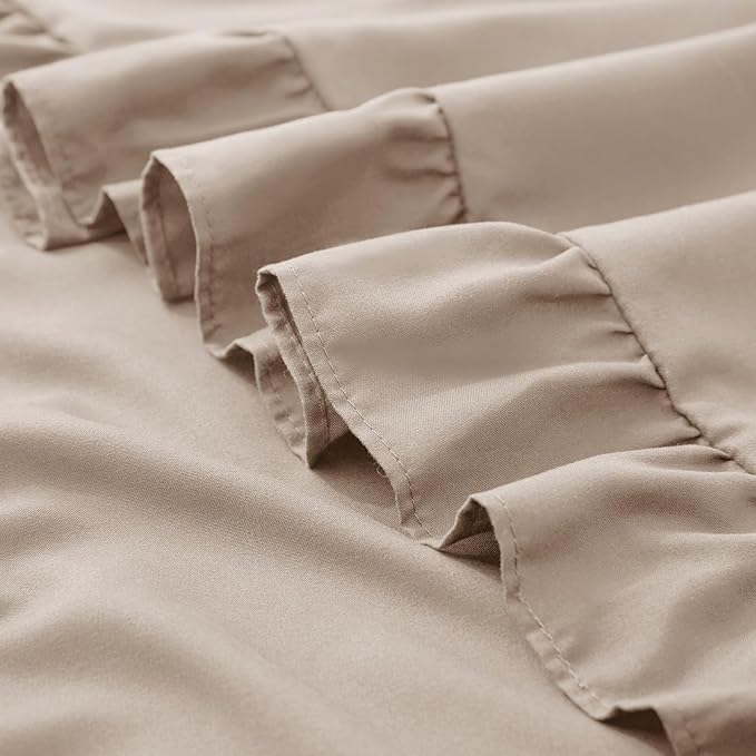 KKJIAF Ruffle Body Pillow Cases Set of 1, Ruffled Pillow Covers with Envelope Closure, Body Pillowcases Size of 20" x 54", Ruffled Long Pillow Shams, Khaki