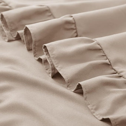 KKJIAF Ruffle Pillow Cases Standard Size Set of 2, Ruffled Pillow Covers with Envelope Closure, Wrinkle Resistant Pillowcases 20" x 26", Ruffled Pillow Shams, Khaki