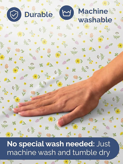 Floral Sheets - Flower Print Bed Sheet Set - 1 Flat, 1 Fitted & 2 Pillowcases w/ Deep Pockets - Comfy, Cozy, Wrinkle & Fade Free - Boho Botanical Bedding - Soft, Breathable & Cooling - Queen Size Set