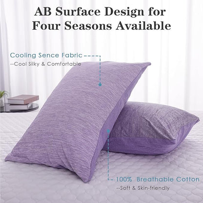 CHOSHOME Cooling Pillow Cases Zipper Pillow Covers Q-Max > 0.45 Zippered Pillowcases for Hot Sleepers, Soft, Breathable, Skin-Friendly, 4 Pack (King, 20"x36", Purple)