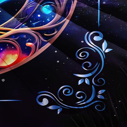 Tree of Life Bedding Queen Comforter Set,Mystic Planet Starry Sky Printed Bedding Comforter Sets for Kids Boys Girls Room Decor,Bohemian Bedding Puffy Comforter Sets 2 Pillowcases.