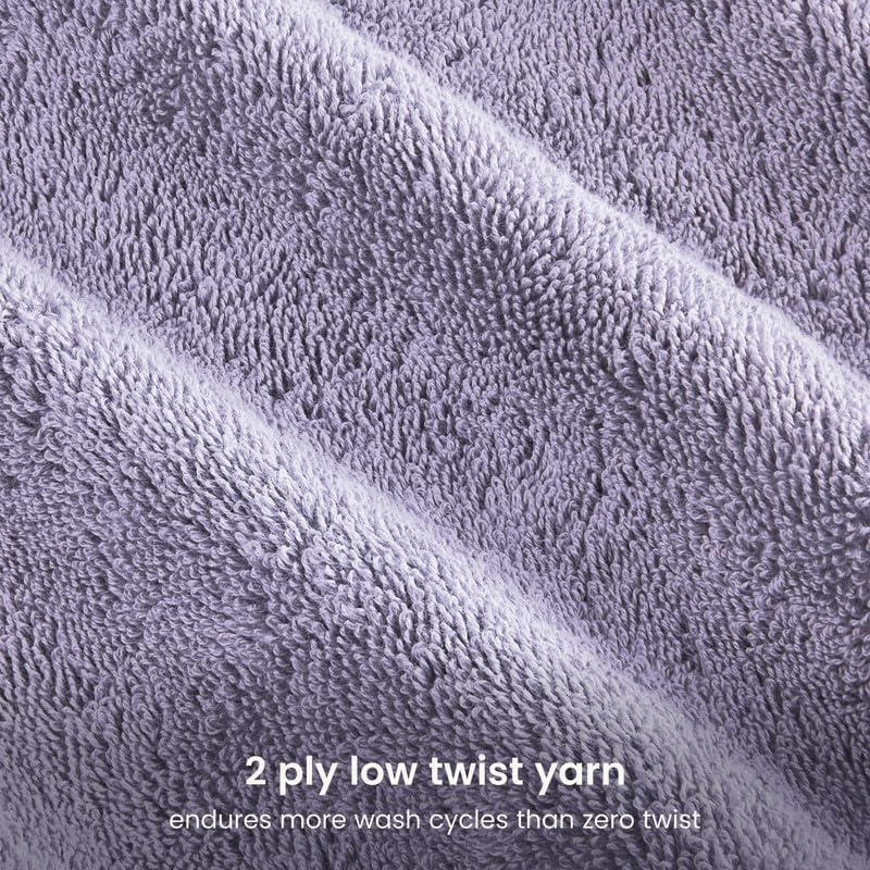 BIOWEAVES 100% Organic Cotton 700 GSM Plush Luxury Bath Towels for Bathroom 30" x 58" GOTS Certified - Lavender, Pack of 2