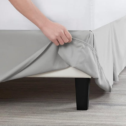 Nestl Silver Full XL Bed Skirt - Full XL Size Bed Skirt 14 Inch Drop - Brushed Microfiber Bed Skirts - Hotel Quality Pleated Bed Skirt - Shrinkage & Fade Resistant