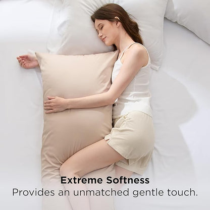 Bedsure Body Pillow Cover - Khaki Long Cooling Pillow Cases, PureWoven 100% Rayon Derived from Bamboo, Cool Body Pillowcase with Envelope Closure for Women, Men, 1 Pack, 20x54 Inches